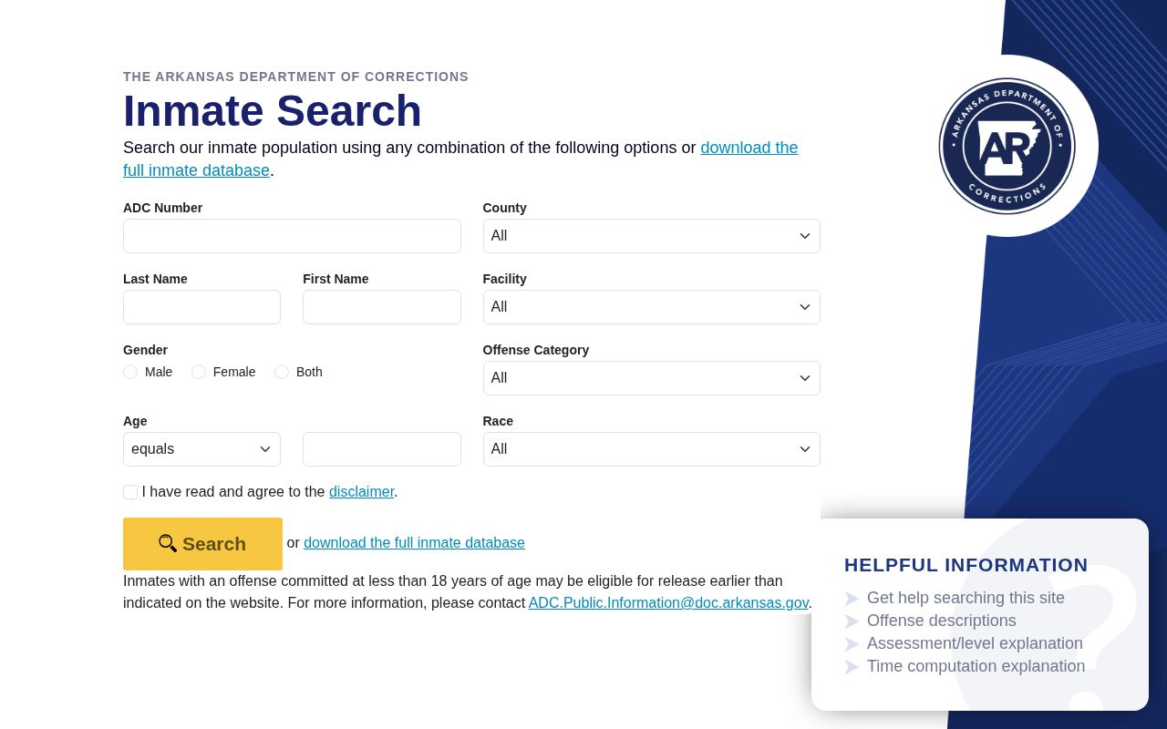 Arkansas DOC offender search for St. Francis County arrest follow-up